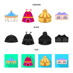 Isolated object of roof and folding icon. Set of roof and architecture vector icon for stock.