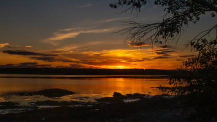 Fototapeta na wymiar Sunset at Mount Desert Island in Maine
