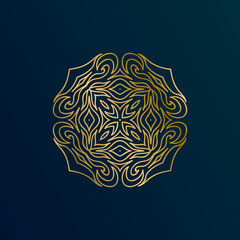 Golden Mandala Logo design. Vector Abstract sacred geometric pattern shape for yoga, spa, boho, wellness, nature, ethnic, tribal logo design.
