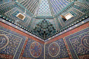Nice decorated inside of the tomb in historical necropolis was formed over eight (from 11th till...