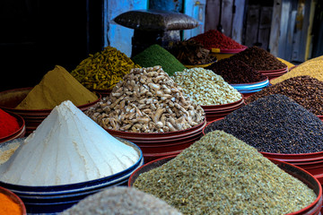 Traditional Spices at the market Marrakesh, Morocco