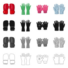 Fototapeta premium Vector design of glove and winter icon. Set of glove and equipment stock symbol for web.