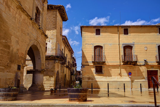 Ancient buildings in the historic center of Arnes, Catalunya
