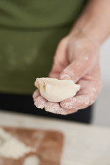 cooking food, cooking ravioli with potatoes, healthy vegetarian food