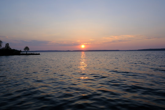 Sonnenuntergang am Fleesensee, Deutschland