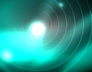 Dark space with neon color glowing lights abstract background