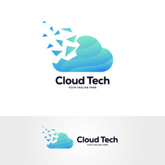 pixels cloud logo design template, tech logo designs concept