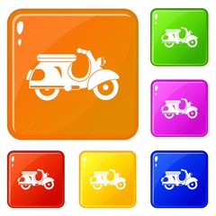 Scooter icons set collection vector 6 color isolated on white background