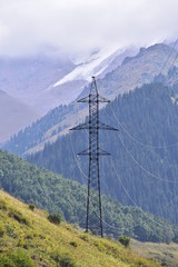 power transmission line on top of mountain