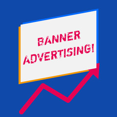 Word writing text Banner Advertising. Business photo showcasing advertisement that appears across the top of a web page