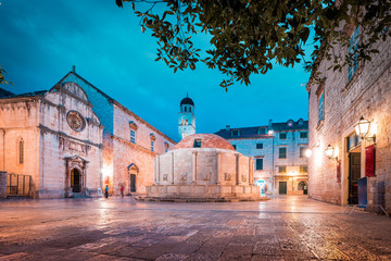 Historic town of Dubrovnik at twilight, Dalmatia, Croatia