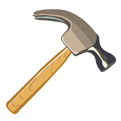 Hammer isolated on white background. Vector cartoon close-up illustration.