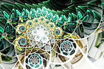 .Abstract fractal shapes. Fantasy colorful chaotic fractal texture. 3D rendering illustration pattern.