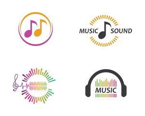 music,equaizer and sound effect ilustration logo vector icon
