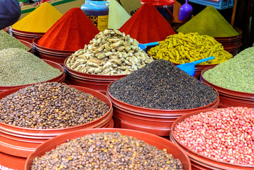 Traditional Spices at the market Marrakesh, Morocco