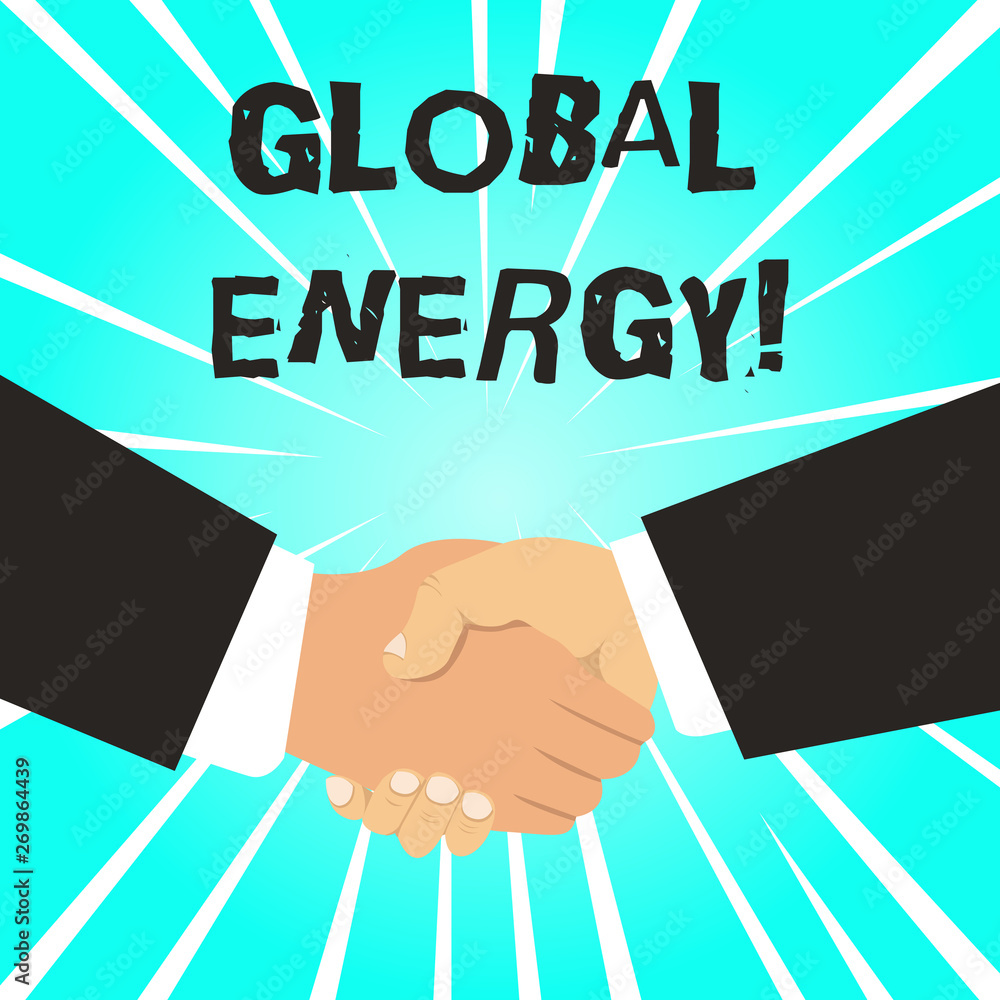 Aufkleber writing note showing global energy. business concept for worldwide power from sources such as electr