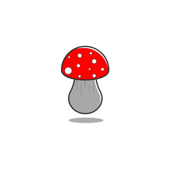 Mushroom fly agaric on isolated background in gray tones and red cap.Vector illustration.