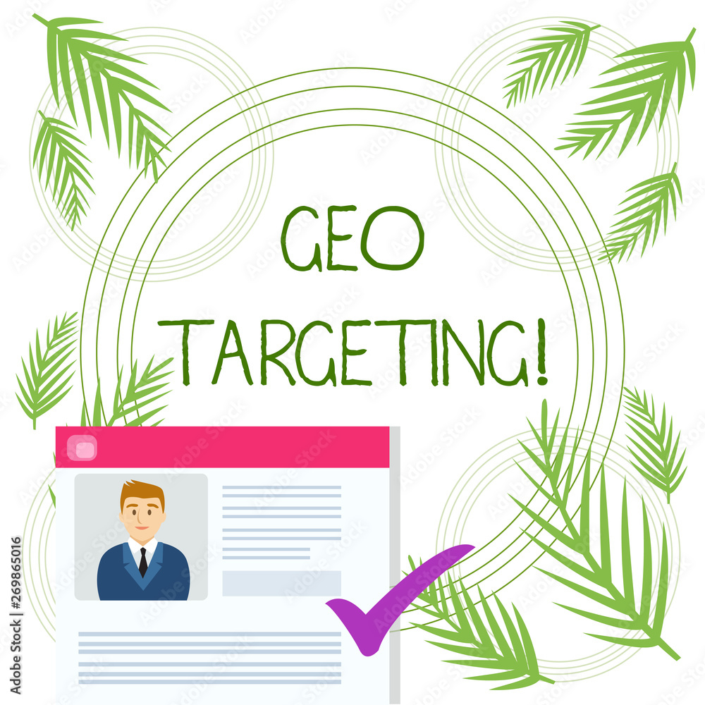 Poster conceptual hand writing showing geo targeting. concept meaning method of determining the geolocation