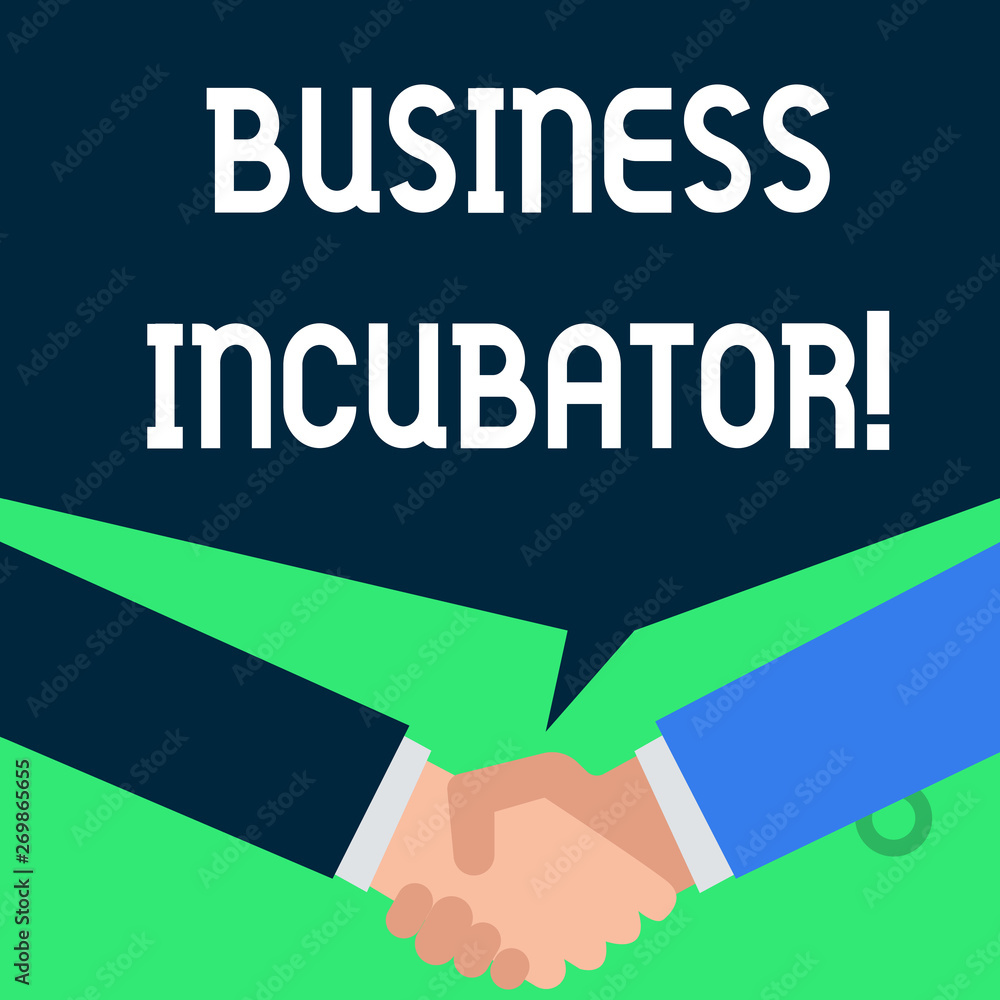 Poster writing note showing business incubator. business concept for company that helps new and startup com