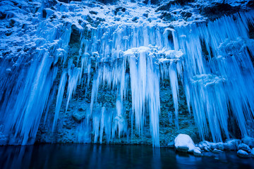 Shirakawa Ice Pillar Group in Winter, Kiso, Nagano prefecture, Japan