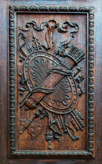 old castle door close-up,  wood texture