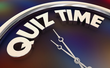 Obraz na płótnie Canvas Quiz Time Study Take Test Words Clock 3d Illustration