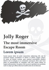 Pirate flag with skull and crossbones. The traditional 