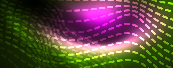 Shiny neon vector wave line abstract background, motion concept