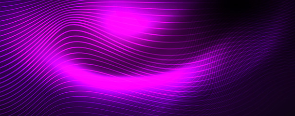 Fototapeta premium Neon vector wave lines abstract background, magic futuristic techno design