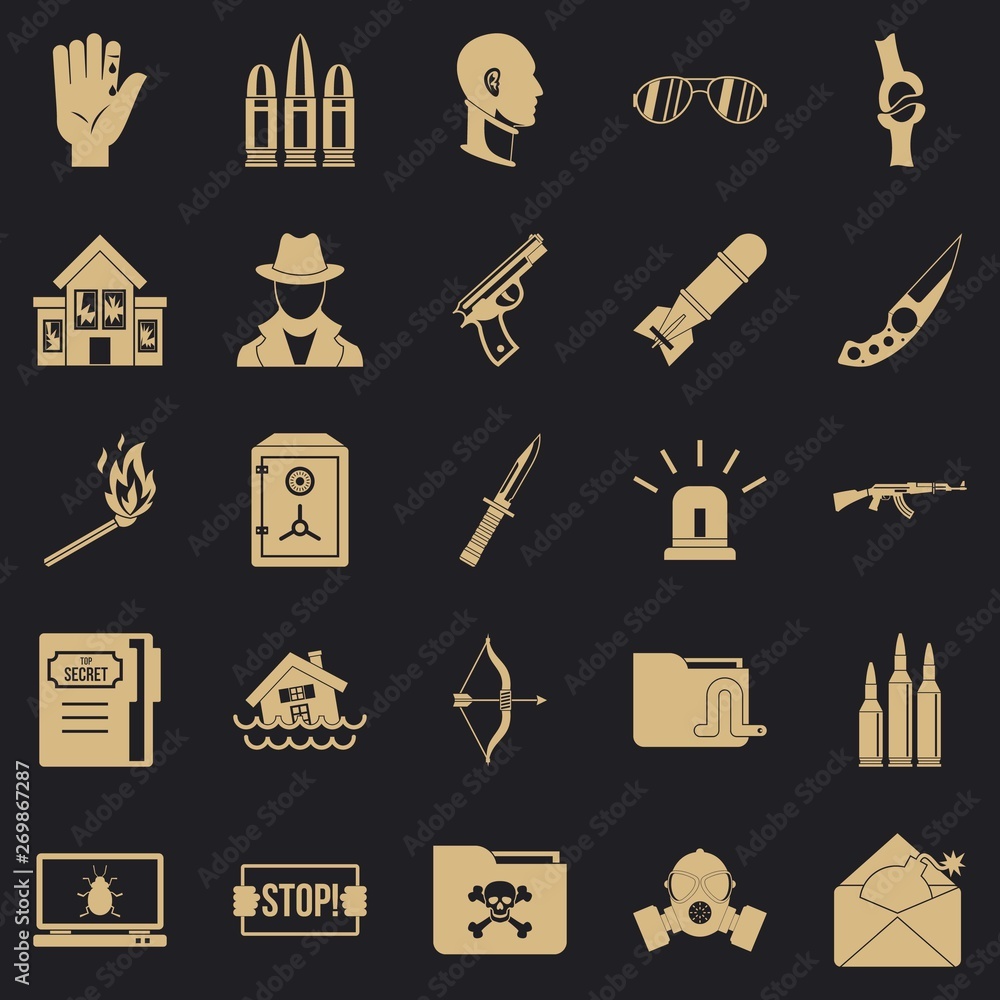 Aufkleber disturbance icons set. simple set of 25 disturbance vector icons for web for any design
