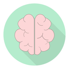 human pink brain flat icon with shadow
