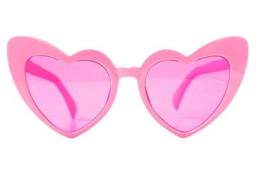 Pink Heart Shape Cat Eye Sunglasses isolated on white - front view