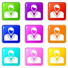 Croupier icons set 9 color collection isolated on white for any design