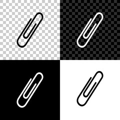 Paper clip icon isolated on black, white and transparent background. Vector Illustration
