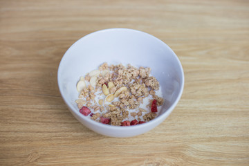 Breakfast chocolate cornflakes cereal milk