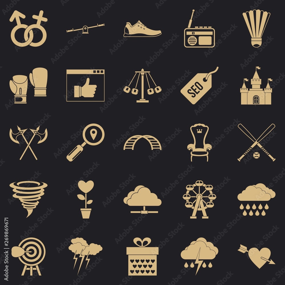 Poster reference icons set. simple set of 25 reference vector icons for web for any design