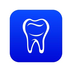 Tooth icon blue vector isolated on white background