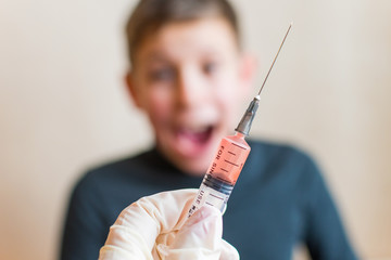 close-up of the syringe. vaccinations for children.