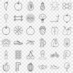 Sport icons set. Outline style of 36 sport vector icons for web for any design