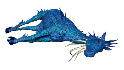 3D Rendering Water Horse on White