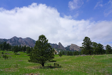 Scenic view of the Rocky Mountains in Boulder, Colorado in the spring