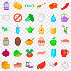 Wellness icons set. Cartoon style of 36 wellness vector icons for web for any design