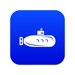 Fototapeta premium Long submarine icon blue vector isolated on white background