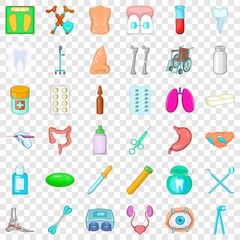 Therapy icons set. Cartoon style of 36 therapy vector icons for web for any design
