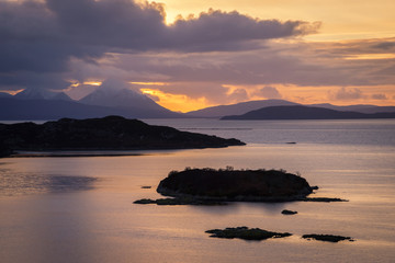 Sunset over the Cullins in Scotland 