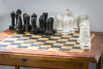 Chess table with spaced pieces for the game