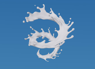 Milk splash in spiral shape,Clipping path