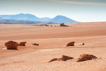 Rocks in the desert on plateau Altiplano, Bolivia. South America landscapes