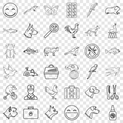 Parrot icons set. Outline style of 36 parrot vector icons for web for any design