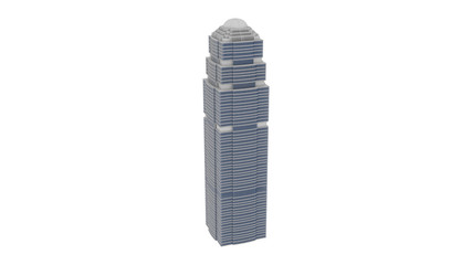 High-rise Building 3D Rendering over White Background